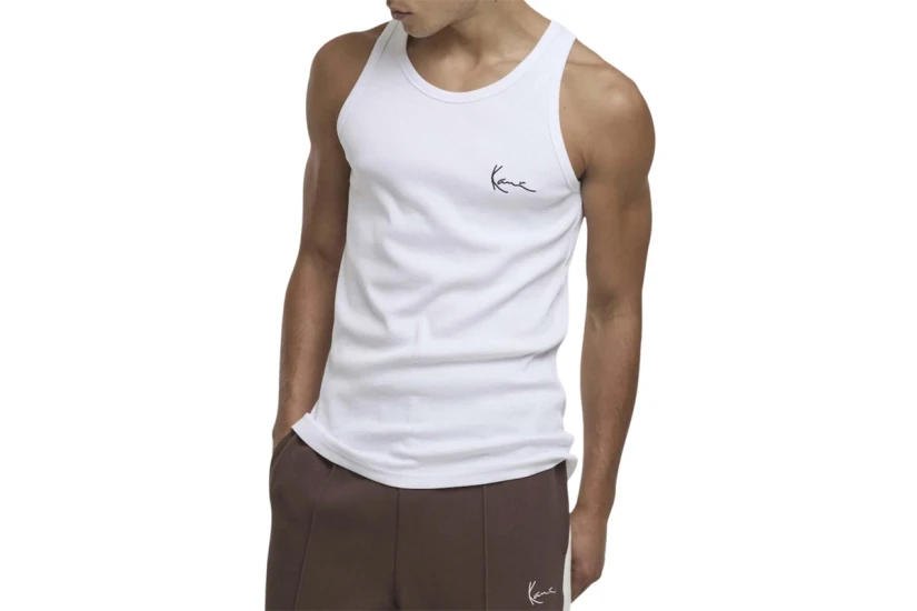 Karl Kani Signature Rib Ανδρική Αμάνικη Μπλούζα Λευκή