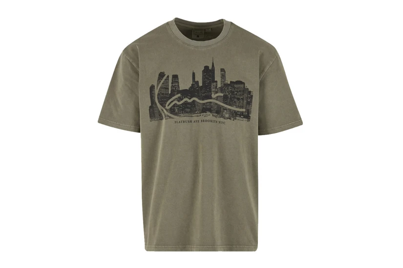 Karl Kani Signature Skyline Washed Boxy Print Ανδρικό Κοντομάνικο T-Shirt Χακί