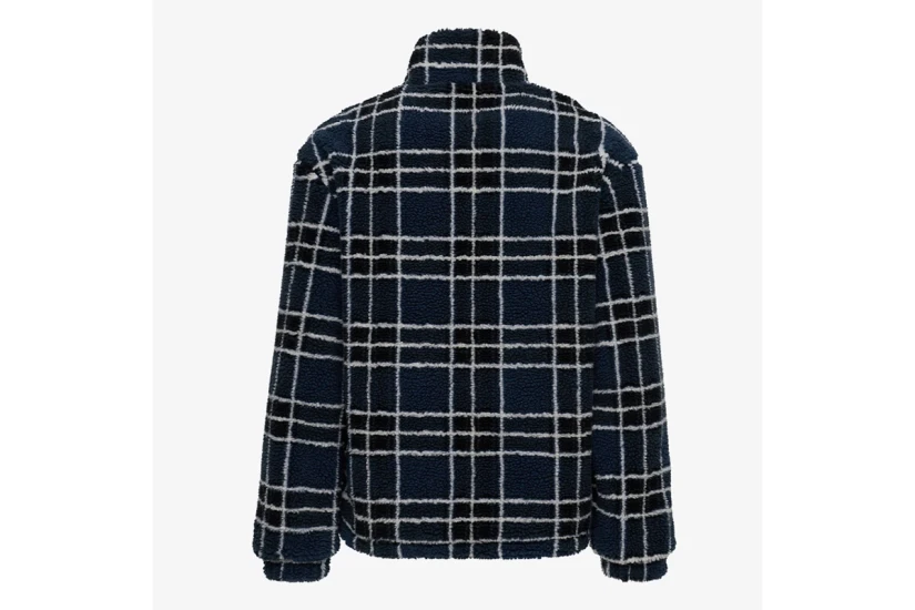 Karl Kani Victorian Check Teddy Troyer Ανδρική Μακρυμάνικη Μπλούζα Fleece με Φερμουάρ Μπλε Σκούρο, Λευκό