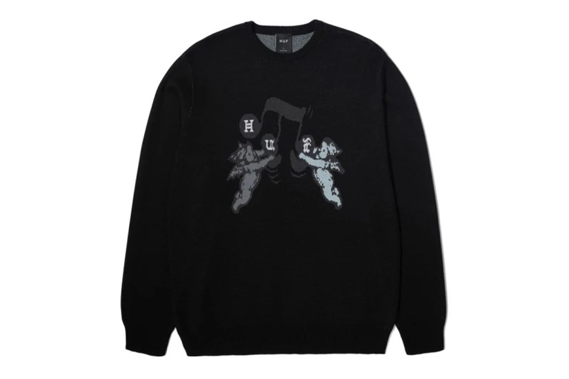 Huf Song Intarsia Πλεκτή Ανδρική Μακρυμάνικη Μπλούζα Μαύρη