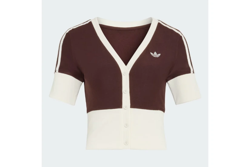 Adidas Originals V-Neck Γυναικεία Ζακέτα Καφέ, Εκρού