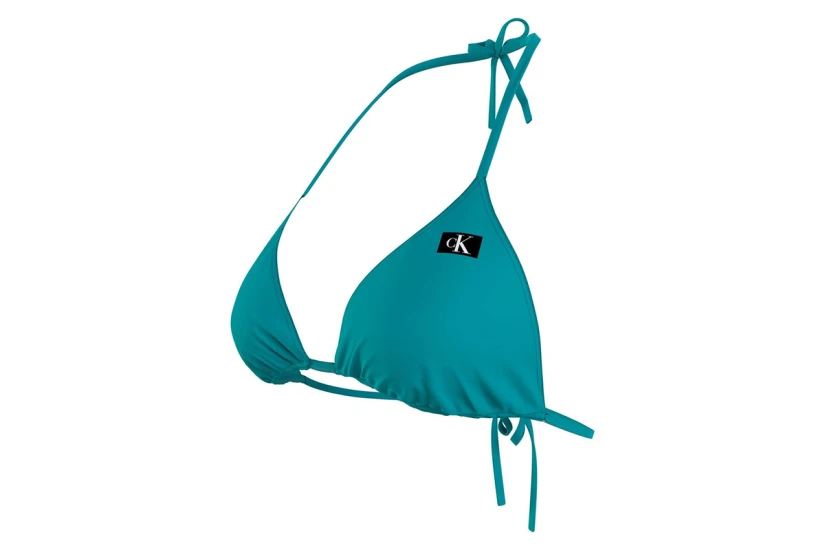 Calvin Klein Monogram Triangle Γυναικείο Μαγιό Bikini Top Τυρκουάζ