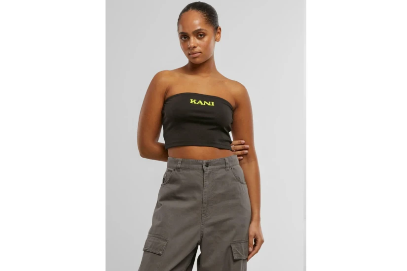 Karl Kani Retro Bandeau Top Γυναικείο Αμάνικο Crop Top Μαύρο, Κίτρινο
