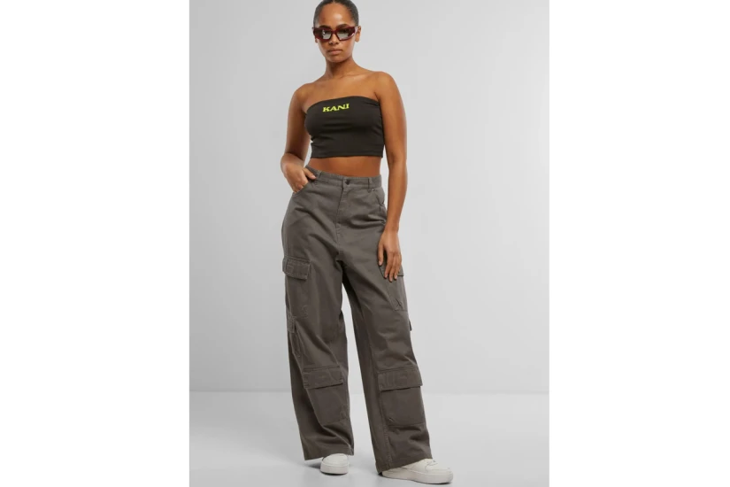 Karl Kani Retro Bandeau Top Γυναικείο Αμάνικο Crop Top Μαύρο, Κίτρινο