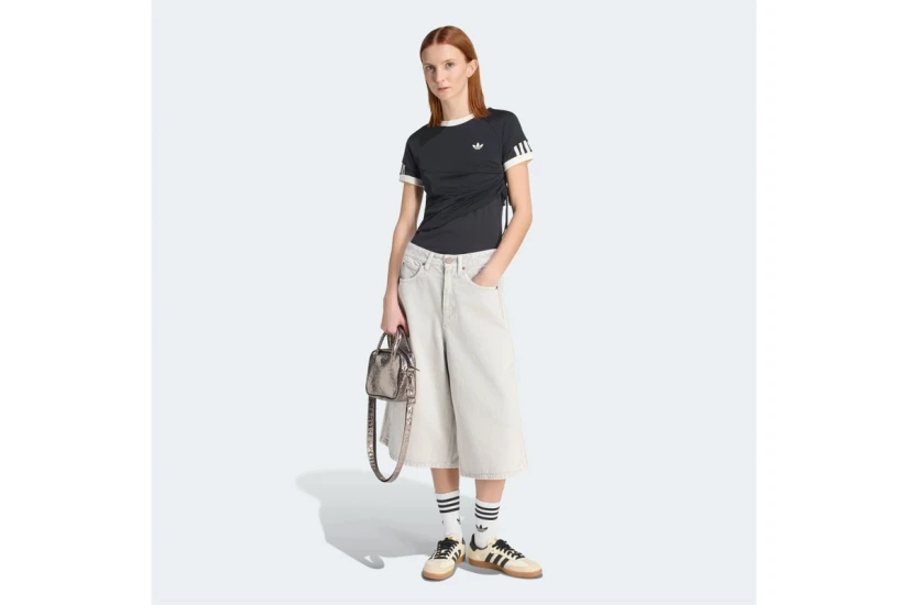 Adidas Originals Double Layered Cali Γυναικείο Κοντομάνικο T-Shirt Μαύρο, Λευκό