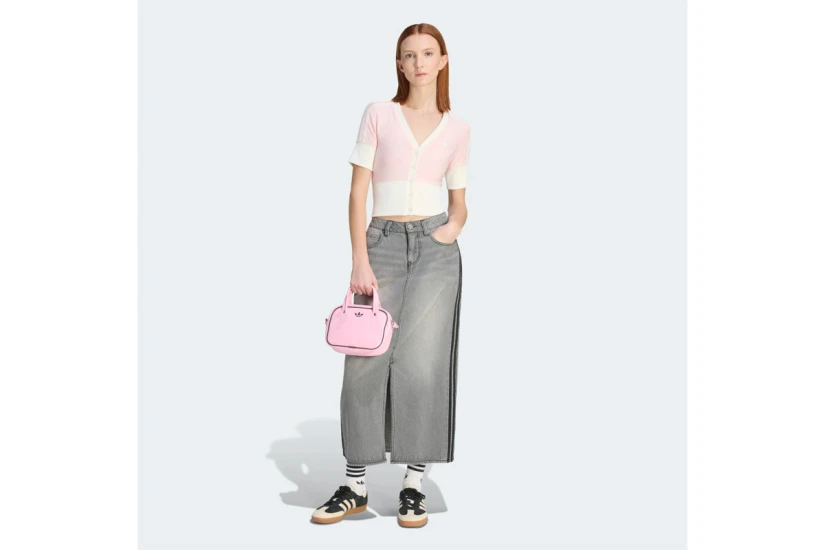 Adidas Originals V-Neck Γυναικεία Ζακέτα Ροζ, Εκρού