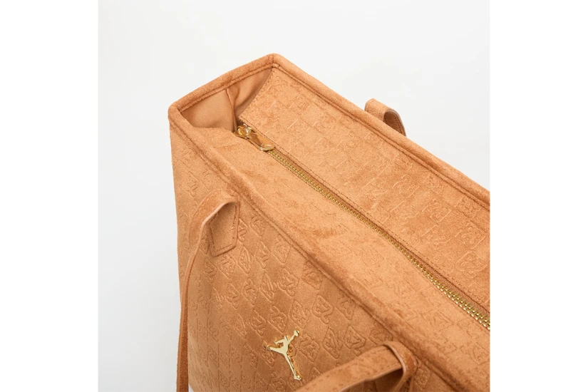 Jordan Suede Monogram Γυναικεία Τσάντα Tote Κάμελ 40L