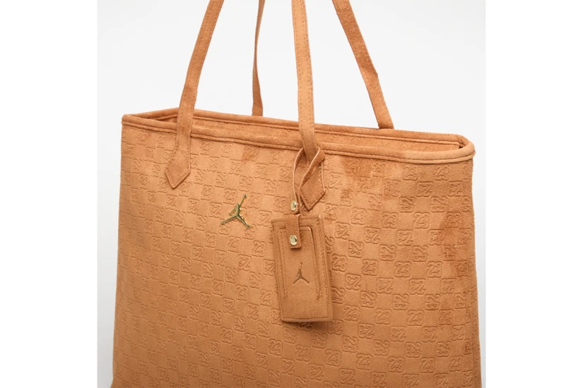 Jordan Suede Monogram Γυναικεία Τσάντα Tote Κάμελ 40L