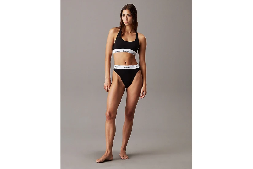 Calvin Klein High Leg Γυναικείο Εσώρουχο Σλιπ Μαύρο, Λευκό