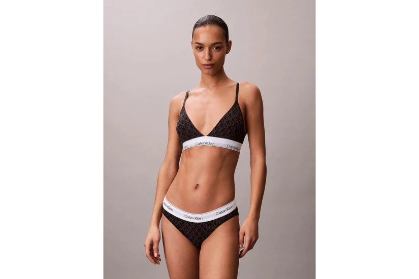 Calvin Klein Lightly Lined Triangle Γυναικείο Bralette Μαύρο, Λευκό