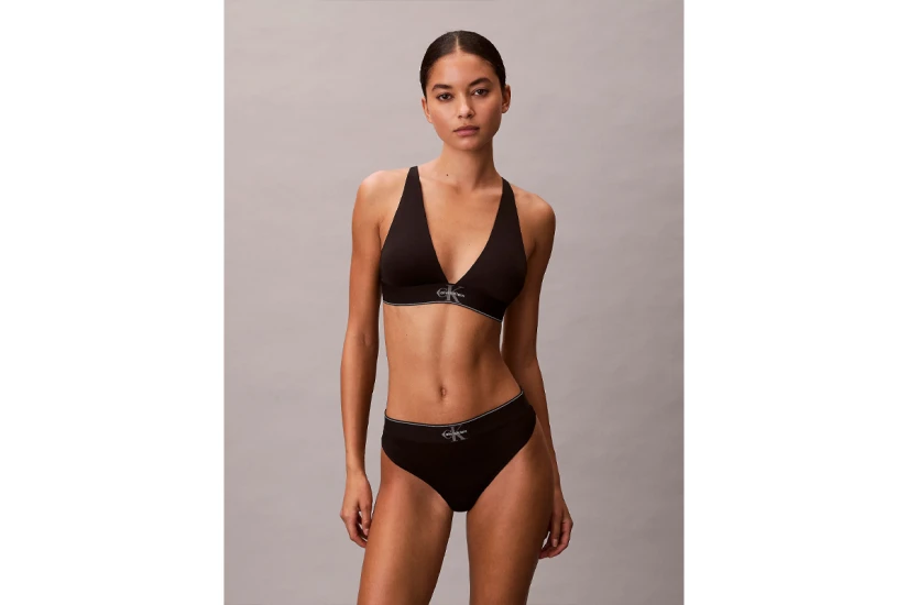 Calvin Klein Graphic Monogram Microfibre Γυναικείο Bralette Μαύρο