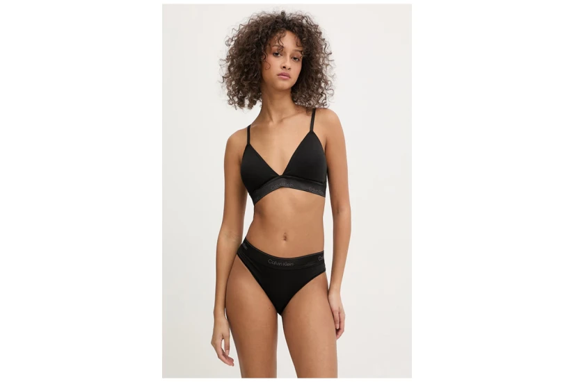 Calvin Klein Icon Cotton Modal Metallic Lightly Lined Γυναικείο Bralette Μαύρο