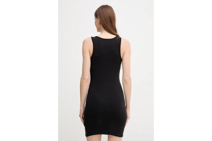 Calvin Klein Logo Graphic Ribbed Γυναικείο Φόρεμα Mini Μαύρο