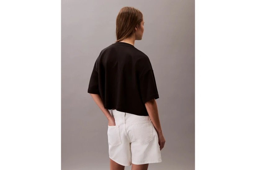 Calvin Klein Logo Graphic Boxy Cropped Κοντομάνικο T-Shirt Μαύρο