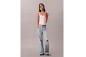 Calvin Klein Slim Ribbed Cotton Γυναικεία Αμάνικη Μπλούζα Λευκή