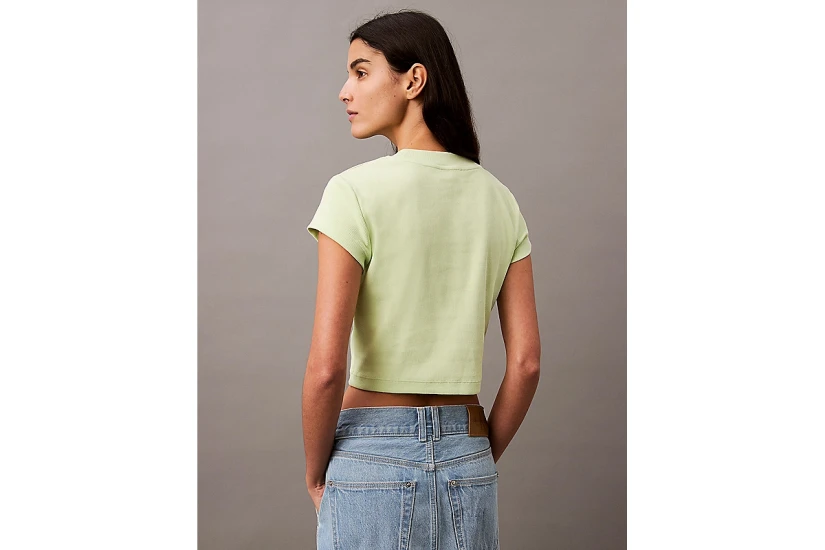 Calvin Klein Γυναικείο Κοντομάνικο Crop Top Λαχανί