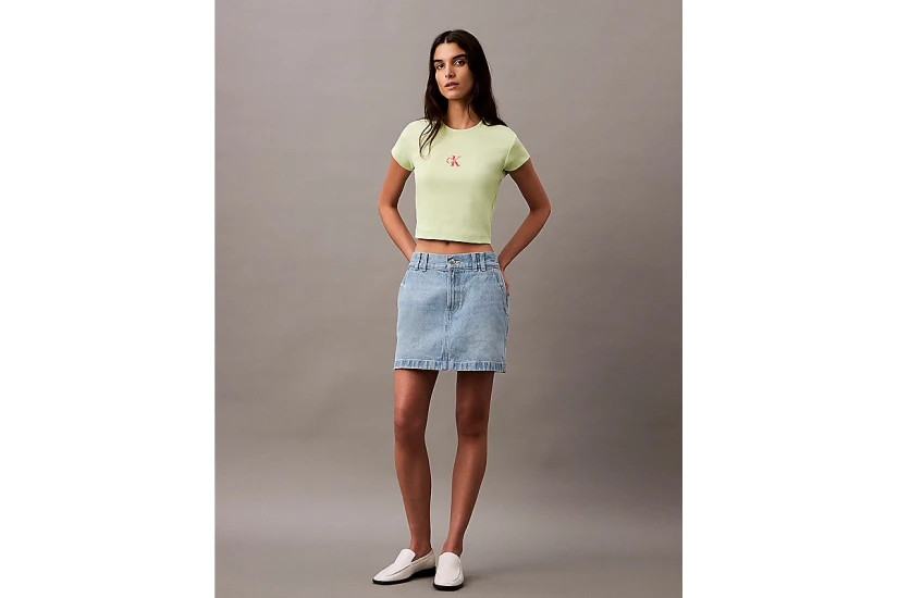 Calvin Klein Γυναικείο Κοντομάνικο Crop Top Λαχανί