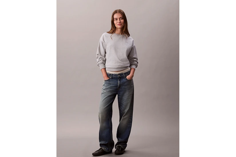 Calvin Klein Monogram Fleece Γυναικεία Μακρυμάνικη Μπλούζα Γκρι