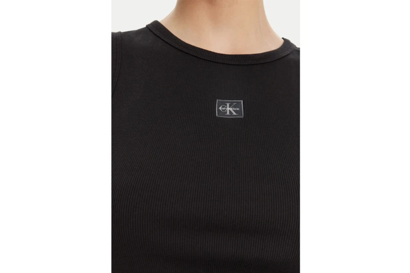 Calvin Klein Cotton Stretch Rib Γυναικεία Αμάνικη Μπλούζα Μαύρη