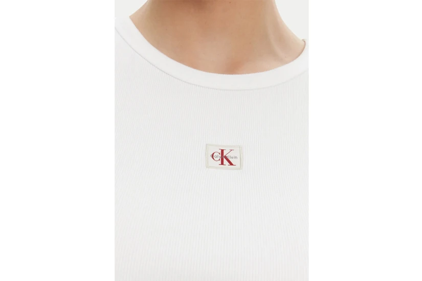 Calvin Klein Cotton Stretch Rib Γυναικεία Αμάνικη Μπλούζα Λευκή