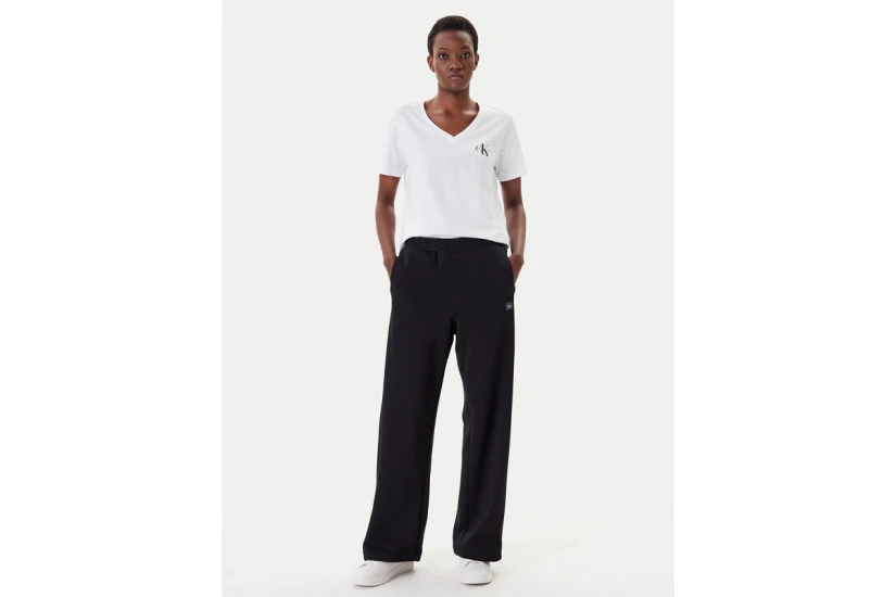 Calvin Klein Cotton Badge Regular Fit Γυναικείο Παντελόνι Φόρμας Μαύρο