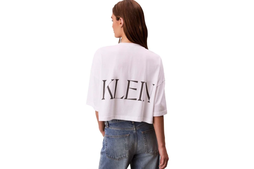 Calvin Klein Graphic Logo Γυναικείο Κοντομάνικο Crop Top Λευκό