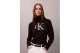 Calvin Klein Soft Chenille Roll Neck Γυναικείο Πουλόβερ Μαύρο, Μπεζ