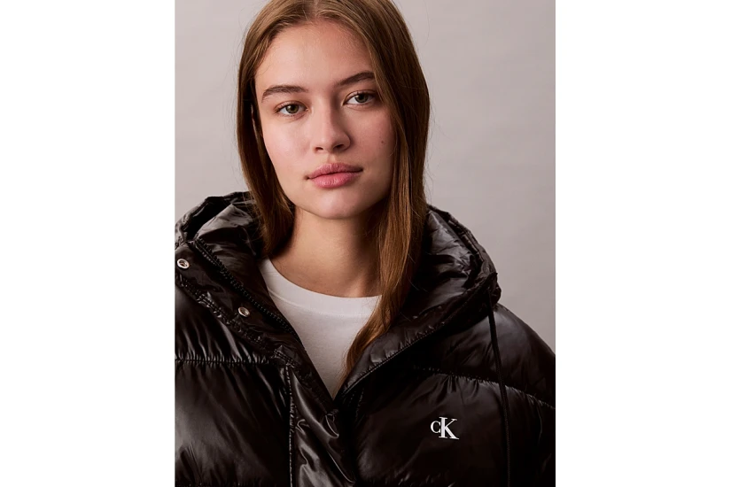 Calvin Klein Γυναικείο Μπουφάν Puffer με Κουκούλα Μαύρο