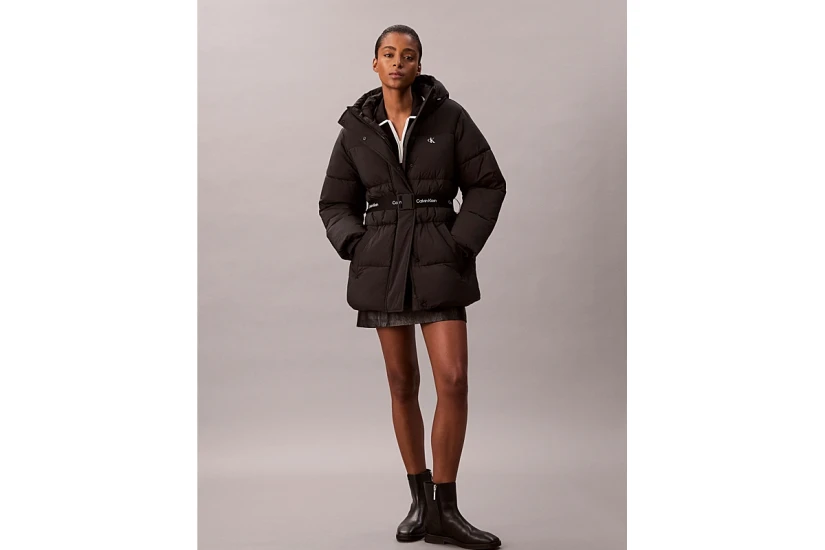 Calvin Klein Γυναικείο Μπουφάν Puffer με Κουκούλα Μαύρο