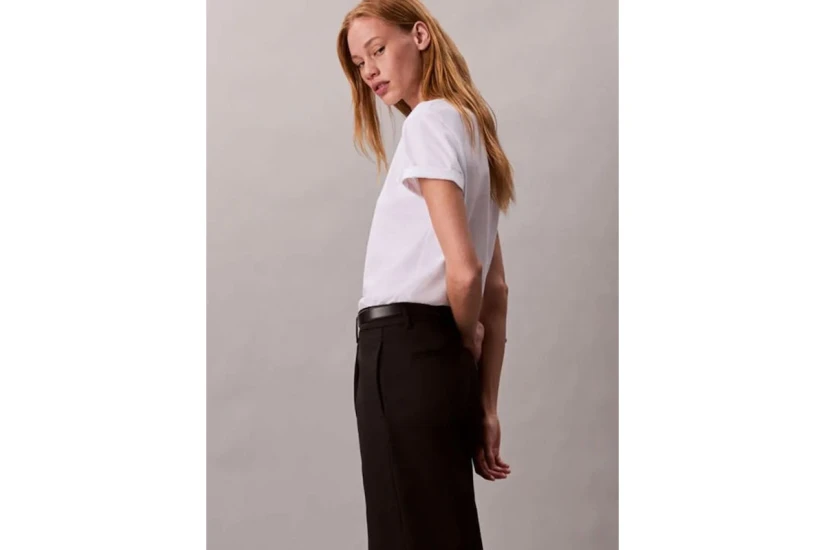 Calvin Klein Glossy Metallic Logo Γυναικείο Κοντομάνικο T-Shirt Λευκό