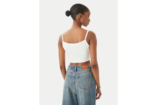 Calvin Klein Ribbed Cotton Cami Crop Top Αμάνικο Γυναικείο (LV047F221G YAF)