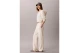 Calvin Klein Logo Waistband Wide Leg Γυναικείο Παντελόνι Φόρμας Εκρού