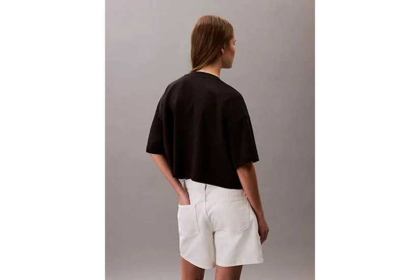 Calvin Klein Boxy Logo Graphic Γυναικείο Κοντομάνικο Crop T-Shirt Μαύρο