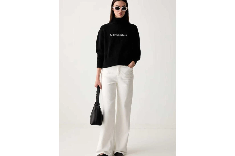Calvin Klein Monologo Γυναικείο Πουλόβερ με Ψηλό Λαιμό Μαύρο