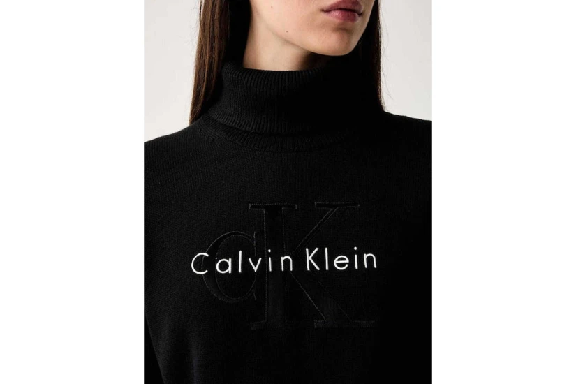 Calvin Klein Monologo Γυναικείο Πουλόβερ με Ψηλό Λαιμό Μαύρο