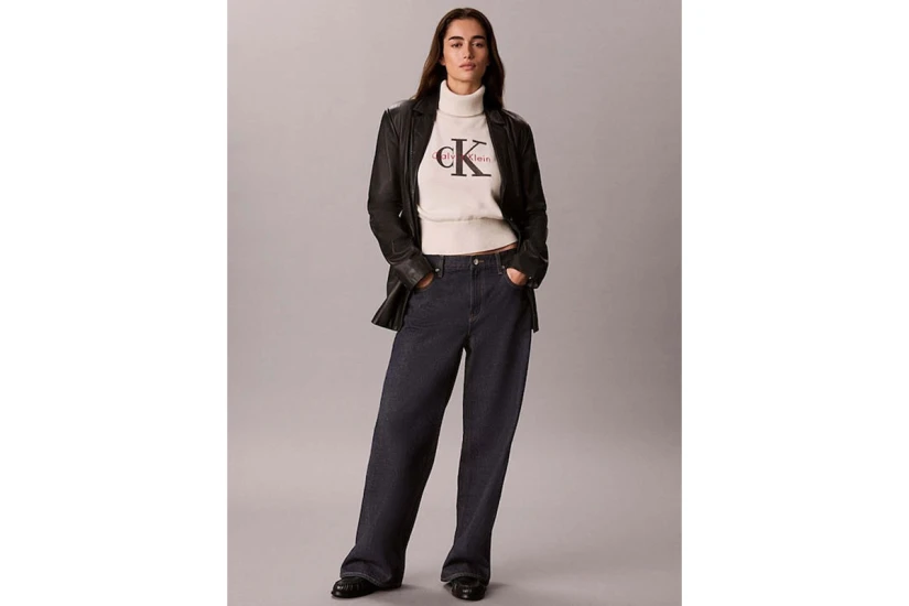 Calvin Klein Monologo Γυναικείο Πουλόβερ με Ψηλό Λαιμό Εκρού