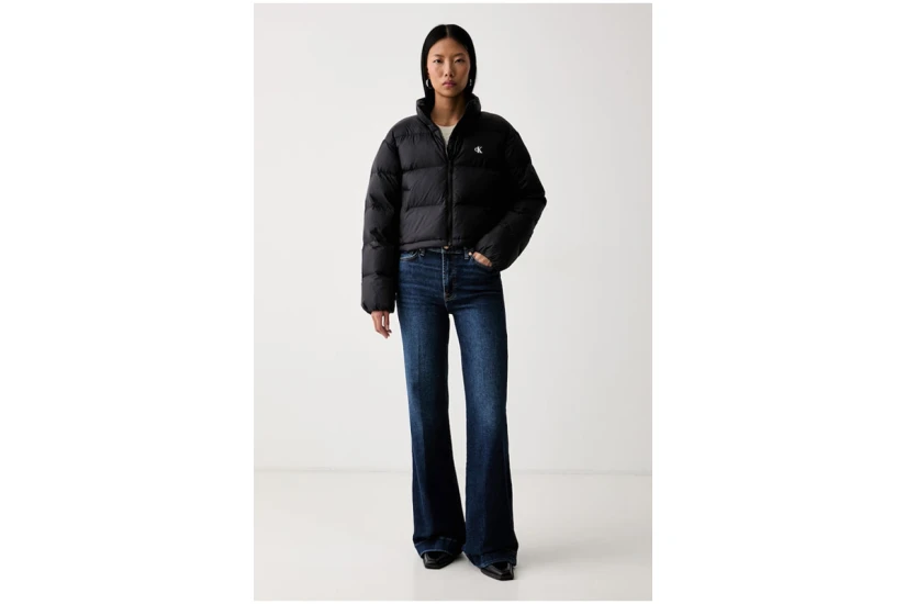 Calvin Klein Essential Cropped Γυναικείο Μπουφάν Puffer Μαύρο