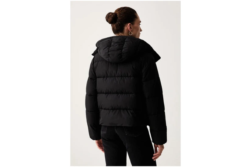 Calvin Klein Short Hooded Γυναικείο Μπουφάν Puffer με Αποσπώμενη Κουκούλα Μαύρη