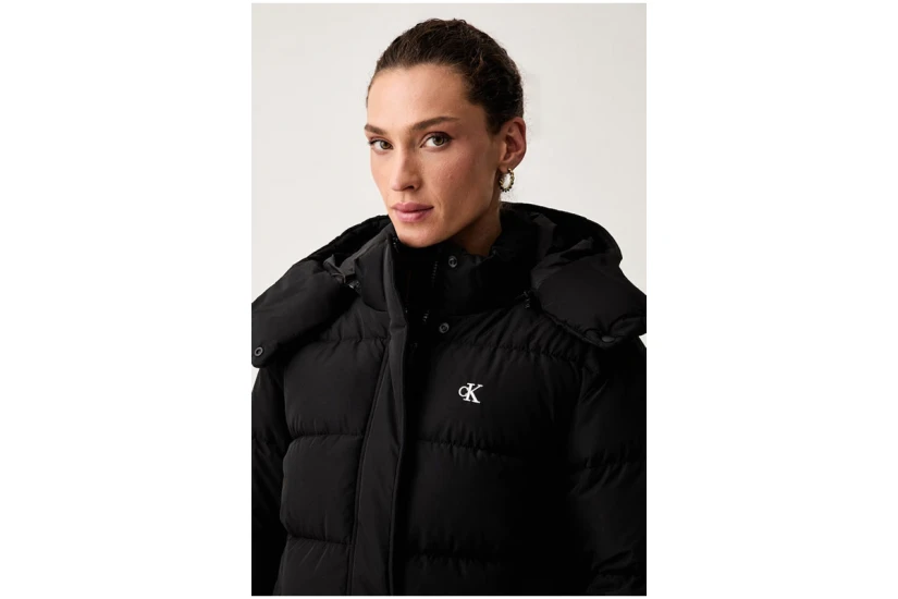 Calvin Klein Short Hooded Γυναικείο Μπουφάν Puffer με Αποσπώμενη Κουκούλα Μαύρη