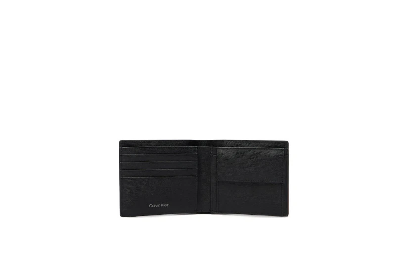 Calvin Klein Emblem Logo Textured Bifold Ανδρικό Πορτοφόλι Μαύρο