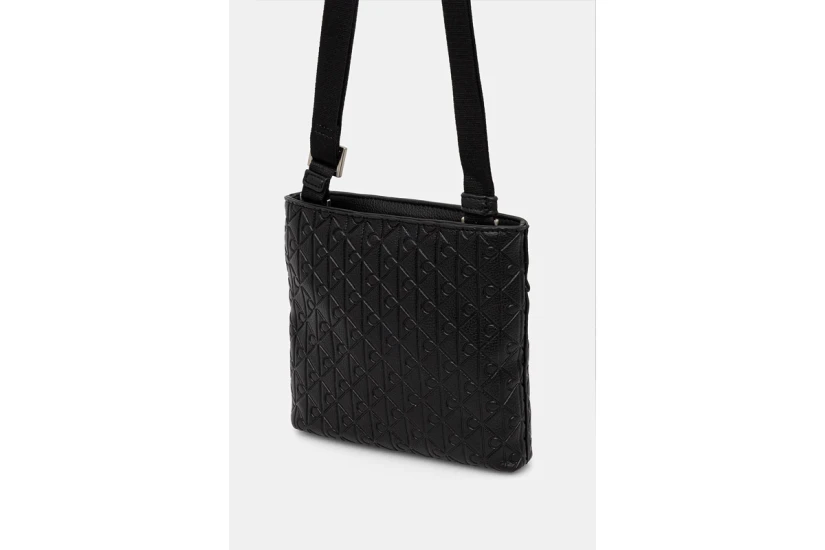 Calvin Klein Embossed Emblem Logo Flat Τσαντάκι Χιαστί - Ώμου Μαύρο