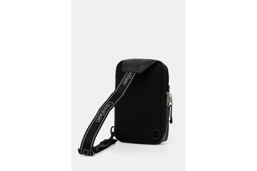Calvin Klein Bold Logo Webbing Ανδρικό Τσαντάκι Χιαστί - Ώμου Μαύρο