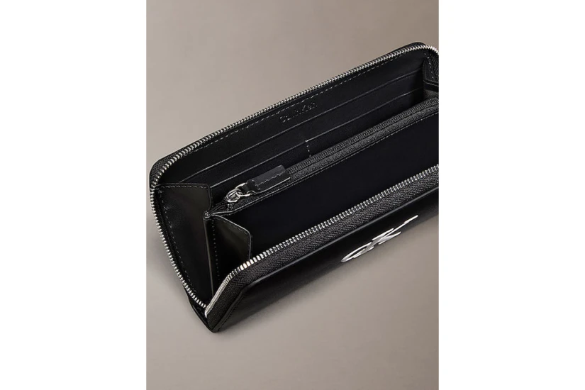 Calvin Klein Bold Monogram Long Zip Γυναικείο Πορτοφόλι Μαύρο, Λευκό