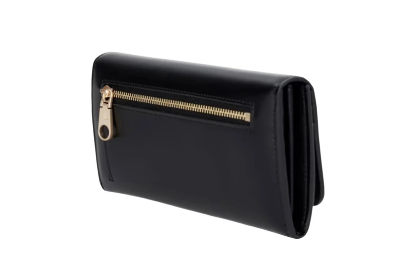 Calvin Klein Leather Rfid Monogram Longfold Γυναικείο Πορτοφόλι Μαύρο, Χρυσό