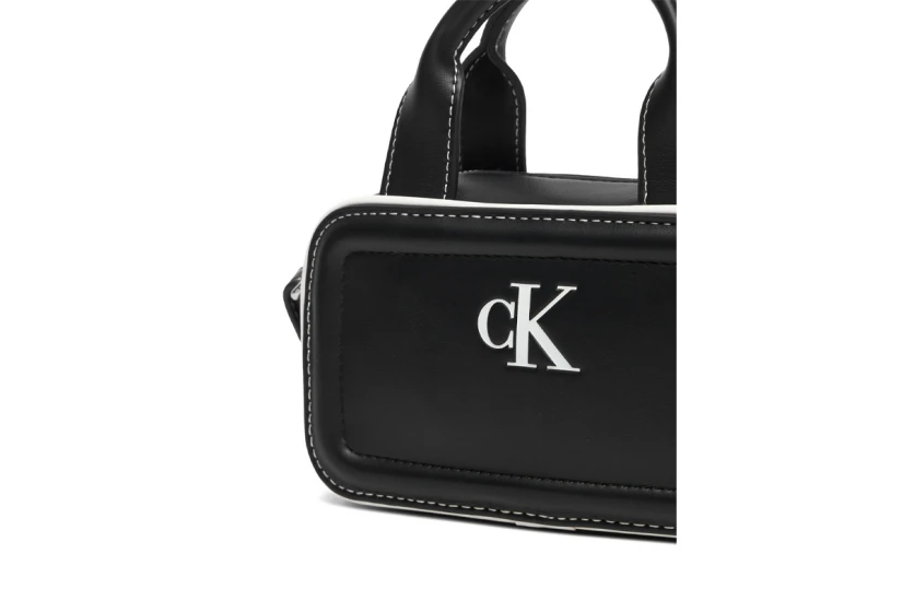 Calvin Klein Contrast Ck Mini Bouletto Τσαντάκι Χιαστί Ώμου - Χειρός Μαύρο, Λευκό