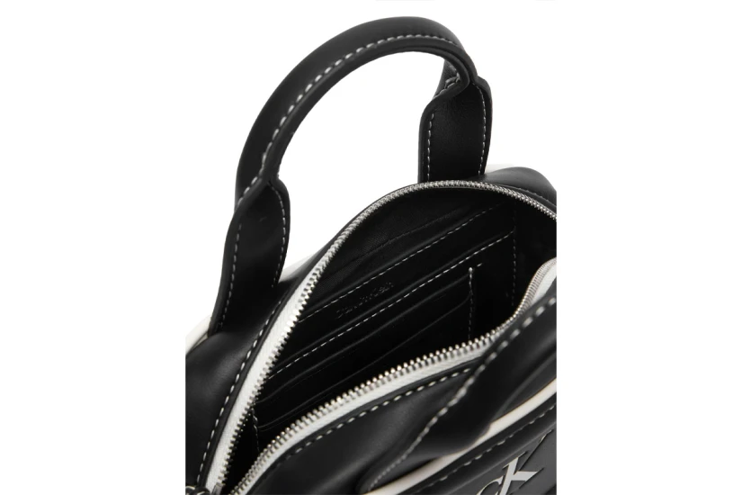 Calvin Klein Contrast Ck Mini Bouletto Τσαντάκι Χιαστί Ώμου - Χειρός Μαύρο, Λευκό