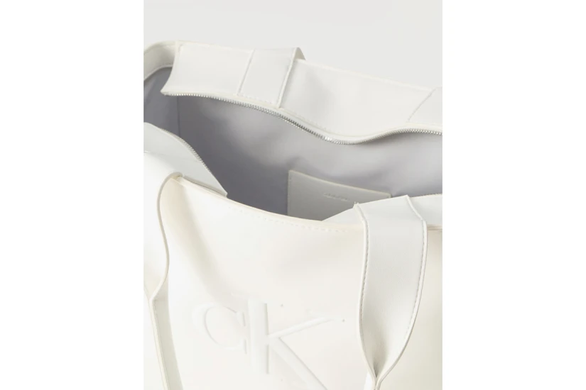 Calvin Klein Embossed Monogram Logo Τσάντα Shopper Λευκή