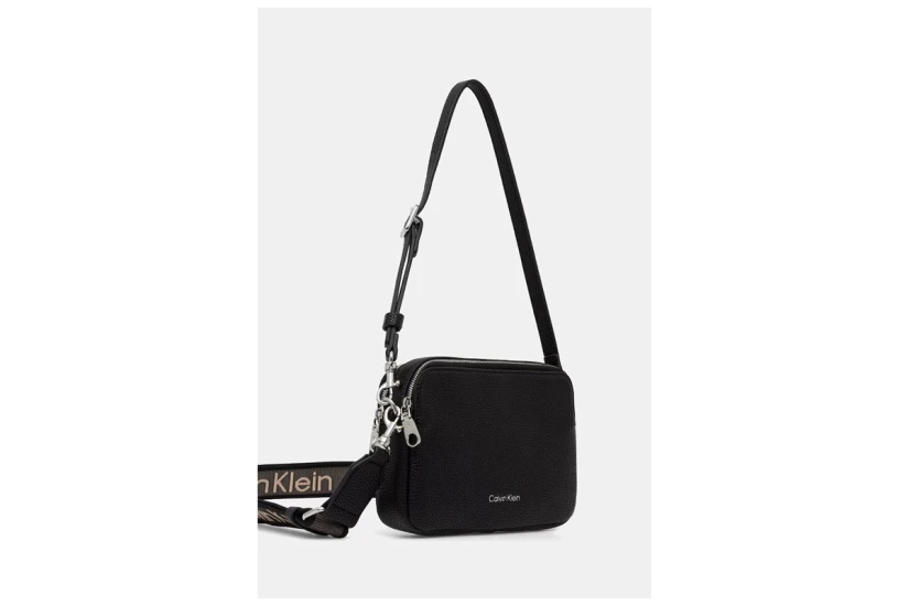 Calvin Klein 2 Strap Logo Γυναικείο Τσαντάκι Χιαστί - Ώμου Μαύρο