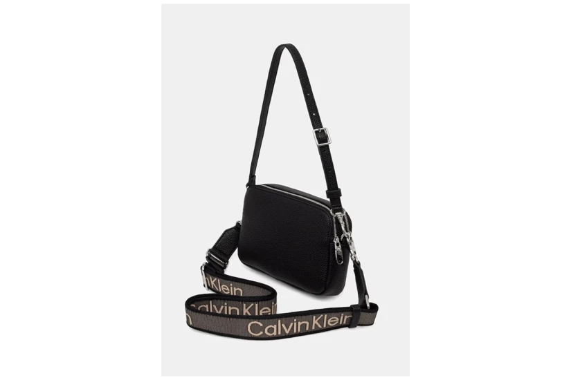 Calvin Klein 2 Strap Logo Γυναικείο Τσαντάκι Χιαστί - Ώμου Μαύρο