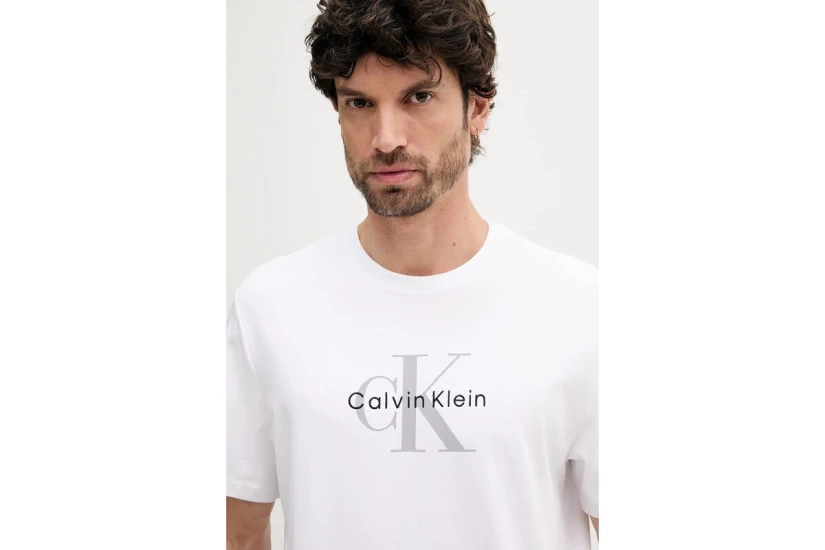 Calvin Klein Monogram Logo Ανδρικό Κοντομάνικο T-Shirt Λευκό